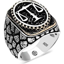 Inure Jewelry Gümüş Adalet Terazisi Oval Erkek Yüzük