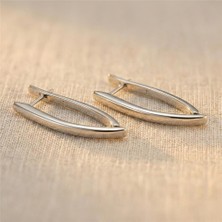 Zeino Uzun Oval Küpe - Gümüş Rengi Kaplama, 3,5 cm