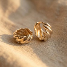 Zeino Minimal Burgulu Halka Çelik Küpe - 14K Altın Rengi Kaplama, 1 cm Çap