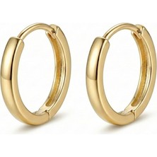 Zeino İnce Halka Çelik Küpe - 14K Altın Kaplama - 2 cm çap