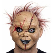 Arenes Çaki Korku Bebek Maskesi – Saçlı Plastik Yüz Maskesi - Lisinya