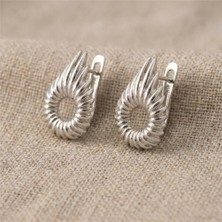 Zeino Desenli Damla Küpe - Gümüş Rengi Kaplama, 1,7 cm