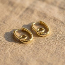 Zeino Melodi Düğüm Detaylı Spiral Çelik Küpe - 14K Altın Rengi Kaplama, 2 cm