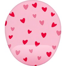 Hamiki Pempe Kırmızı Kalp Desenli Kaymaz Buruşmaz Kırılmaz Bilek Destekli Mouse Pad