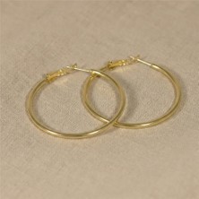 Zeino Klasik Halka Küpe - 14K Altın Rengi Kaplama, 4 cm Çap