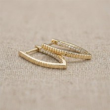 Zeino Damla Şeklinde Zirkon Taş Sıralı Küpe - 14K Altın Rengi Kaplama, 2,6 cm