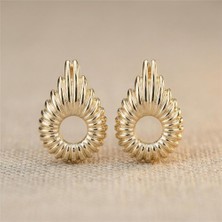 Zeino Desenli Damla Küpe - 14K Altın Rengi Kaplama, 1,7 cm