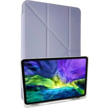 Marsilyan iPad 10.2 (8.nesil) Kılıf Kalemlikli Mars Tablet Kılıfı - Lila