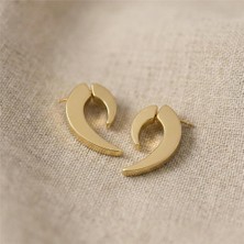 Zeino Yarım Ay Halka Küpe - 14K Altın Rengi Kaplama, 2,7 cm