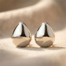 Zeino Bombeli Damla Küpe - Beyaz Altın Kaplama - 29 mm