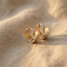 Zeino Kalın Halka Çelik Küpe - 14K Altın Rengi Kaplama, 1 cm Çap