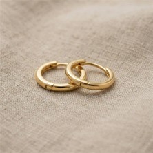 Zeino Klasik Halka Küpe - 14K Altın Rengi Kaplama, 1 cm Çap