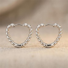 Zeino Kalp Burgu Halka Küpe - Gümüş Rengi Kaplama, 2 cm Çap