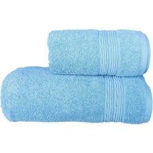 Erteks Havlu Seti 1 Ad 70 x 140 Banyo 1 Ad 50 x 100 El Havlusu Gramajlı Mavi Renk