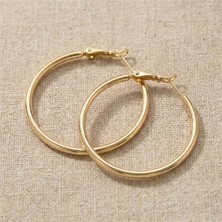 Zeino Klasik Halka Küpe - 14K Altın Rengi Kaplama, 3 cm Çap