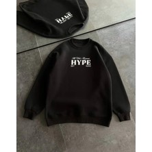 Giyim Center Kadın Üç Iplik Bisiklet Yaka Baskılı Sweatshirt - Siyah