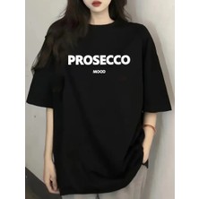 Giyim Center 20/1 Penye Compack Baskılı Oversize Kısa Kol Bisiklet Yaka T-Shirt - Siyah