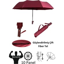 Bordo Rüzgarda Kırılmaz Ekstra Güçlü Tam Otomatik Şemsiye