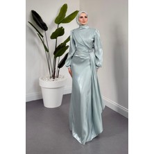Merven Akyüz Magnolia Saten Abiye Mint