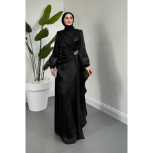 Merven Akyüz Magnolia Saten Abiye Siyah