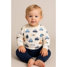 MixMax Bebe Erkek Bebek Arabalar Uzun Kollu Alt Üst Bebek Takımı %100 Pamuklu