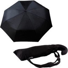 Rüzgarda Dayanıklı Tam Otomatik Siyah J Saplı Şemsiye