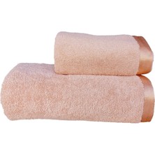 Erteks Havlu Seti 1 Ad 70 x 140 Banyo 1 Ad 50 x 100 El Havlusu Parlak Kenarlı Mercan Renk