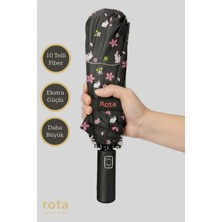 10 Telli Fiber Otomatik Şemsiye, Çiçekli ve Dayanıklı Tasarım
