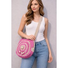Mikro Kadın Omuz Çanta El Örgü Çanta Makrome Çanta Örgü Kadın Çanta Tasarım Çanta El Yapımı Pembe