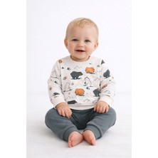 MixMax Bebe Erkek Bebek Kutup Ayıları Uzun Kollu Alt Üst Bebek Takımı %100 Pamuklu