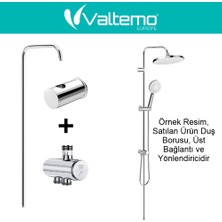 Romena | Valtemo Paslanmaz Krom Tepe Duş Seti Profil Borusu + Yönlendirici  + Üst Bağlantı Dahil