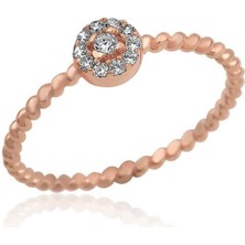 Inure Jewelry Gümüş Rose Zirkon Taşlı Kadın Yüzük