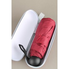 Mini Rüzgar Koruyucu Fermuarlı Şemsiye Bordo 214ML