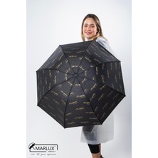 Siyah Atatürk Imza Desenli Unisex Şemsiye, Şık ve Dayanıklı Tasarım