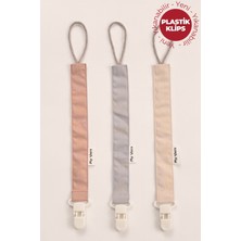 Vizon - Gri - Bej Emzik Askısı Seti - 3'lü Emzik Zinciri Seti