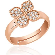 Inure Jewelry Gümüş Rose Rüzgar Gülü Çiçek Yüzük