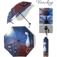 Normadia Renkli Kedi Desenli 8 Telli Rüzgarlık Şemsiye, Şık ve Dayanıklı Tasarım