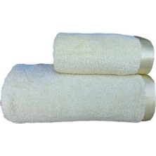 Erteks Havlu Seti 1 Ad 70 x 140 Banyo 1 Ad 50 x 100 El Havlusu Parlak Kenarlı Açık Yeşil Renk