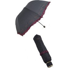 Şık Siyah Kadın Şemsiyesi, Kırılmaz ve Fırfırlı Tasarım