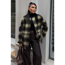 Lijuri Yuvarlak Yaka Ekose Desenli Tüylü Mont 7140