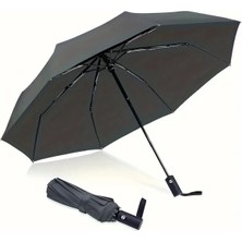 Normadia 8 Telli Otomatik Siyah Şemsiye 28CM, Rüzgar Dayanıklı, Düğme Açma Kapama
