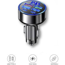 Başkenttekno Süper Hızlı 66W 6 Girişli 2 Type-C + 4 USB Girişli Araç Şarj Başliği