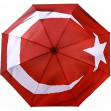 Normadia Türk Bayrağı Desenli Renkli Rüzgar Dayanıklı 8 Telli Katlanabilir Şemsiye