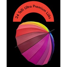 Rubenis 24 Tellili Ahşap Baston Saplı Ultra Dayanıklı Rüzgar Koruyucu Otomatik Şemsiye