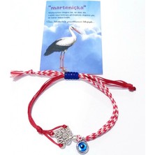 Funny Takı Rodyum Kaplama Cam Nazar Boncuklu Ince Örgülü Ipli Asimetrik Marteniçka Bileklik