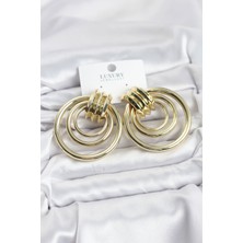 Maarketim Pirinç Gold Renk Halka Model Vintage Kadın Küpe