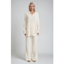 Lijuri Zip Yaka Uzun Triko Tunik & Bol Paça Pantolon Takım 10318