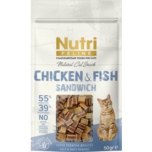 Nutri Feline Chicken & Fısh Sandwich Tavuklu ve Balıklı Tahılsız Kedi Ödülü 50 Gr.