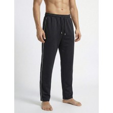 Veleno Erkek Siyah Baggy Yandan Biyeli Oversize Relaxed 4 Mevsim Eşofman Altı Bol Paça 2 Iplik Tam Kalıp