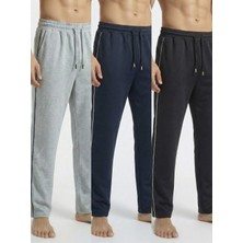 Veleno Erkek 3'lü Baggy Yandan Biyeli Oversize Relaxed 4 Mevsim Eşofman Altı Bol Paça 2 Iplik Tam Kalıp